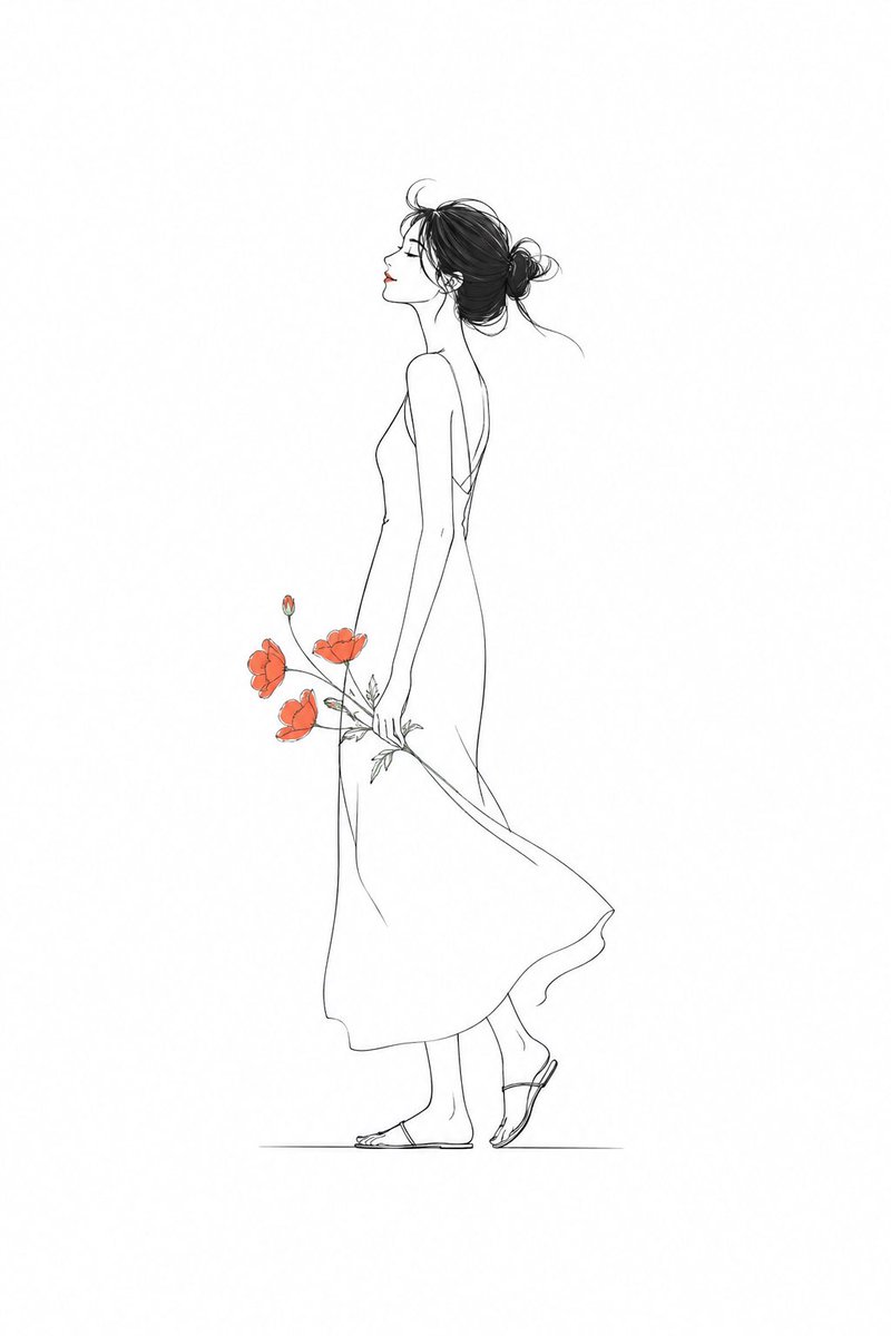 AI Prompt for Minimalist Fashion Illustration - Simple Character Sketches with Vibrant Accents
