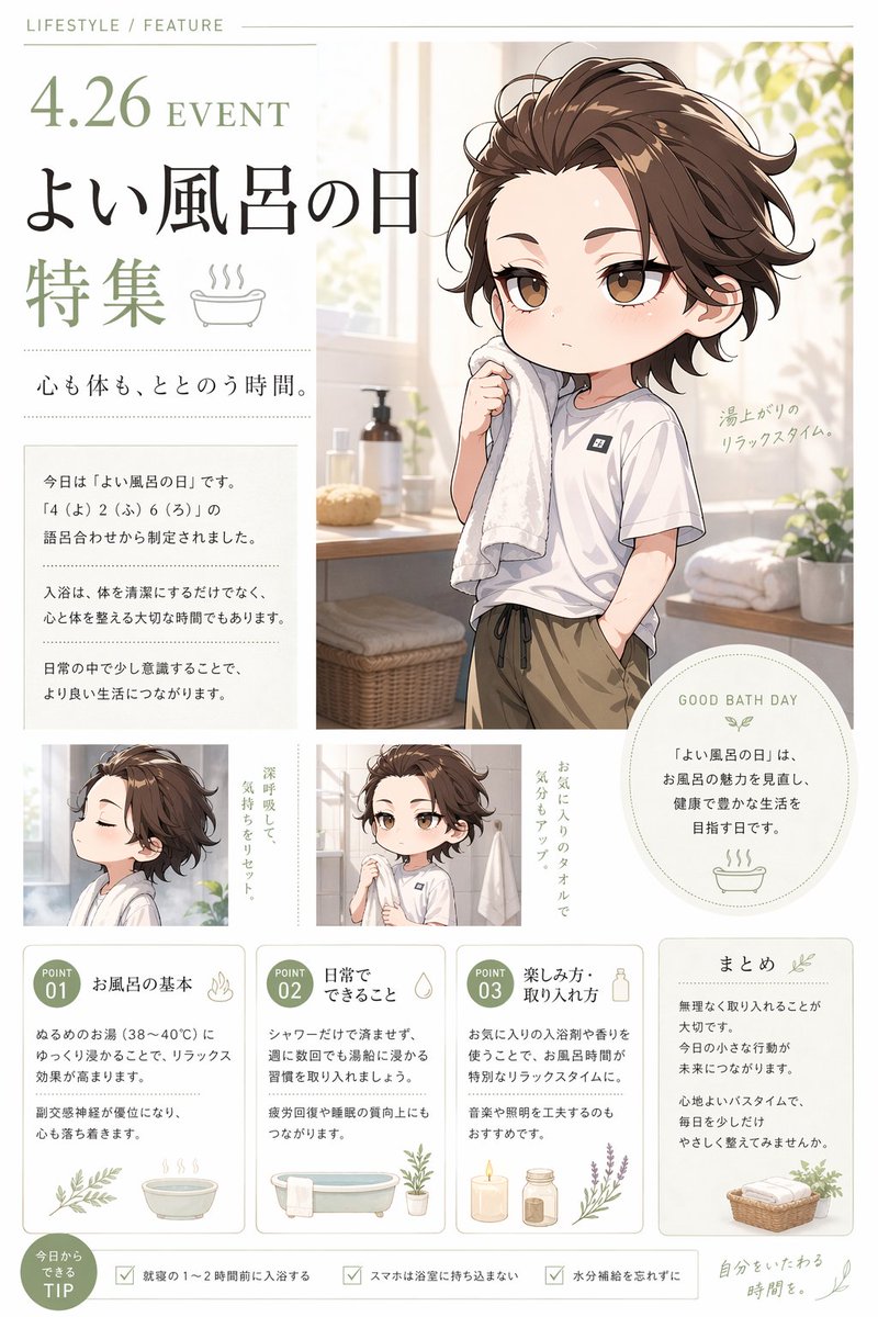 AI Prompt for Minimalist Japanese-Style Wellness Poster with Illustrations