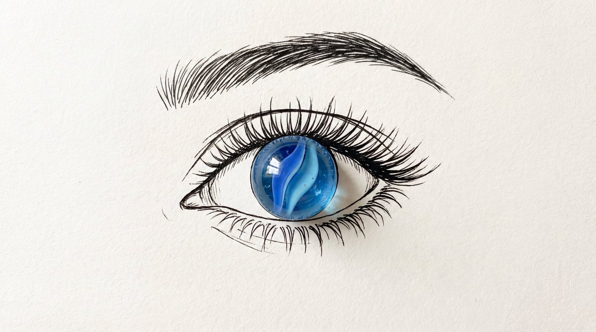 AI Prompt for Minimalist Mixed-Media Illustration with Eye and Object
