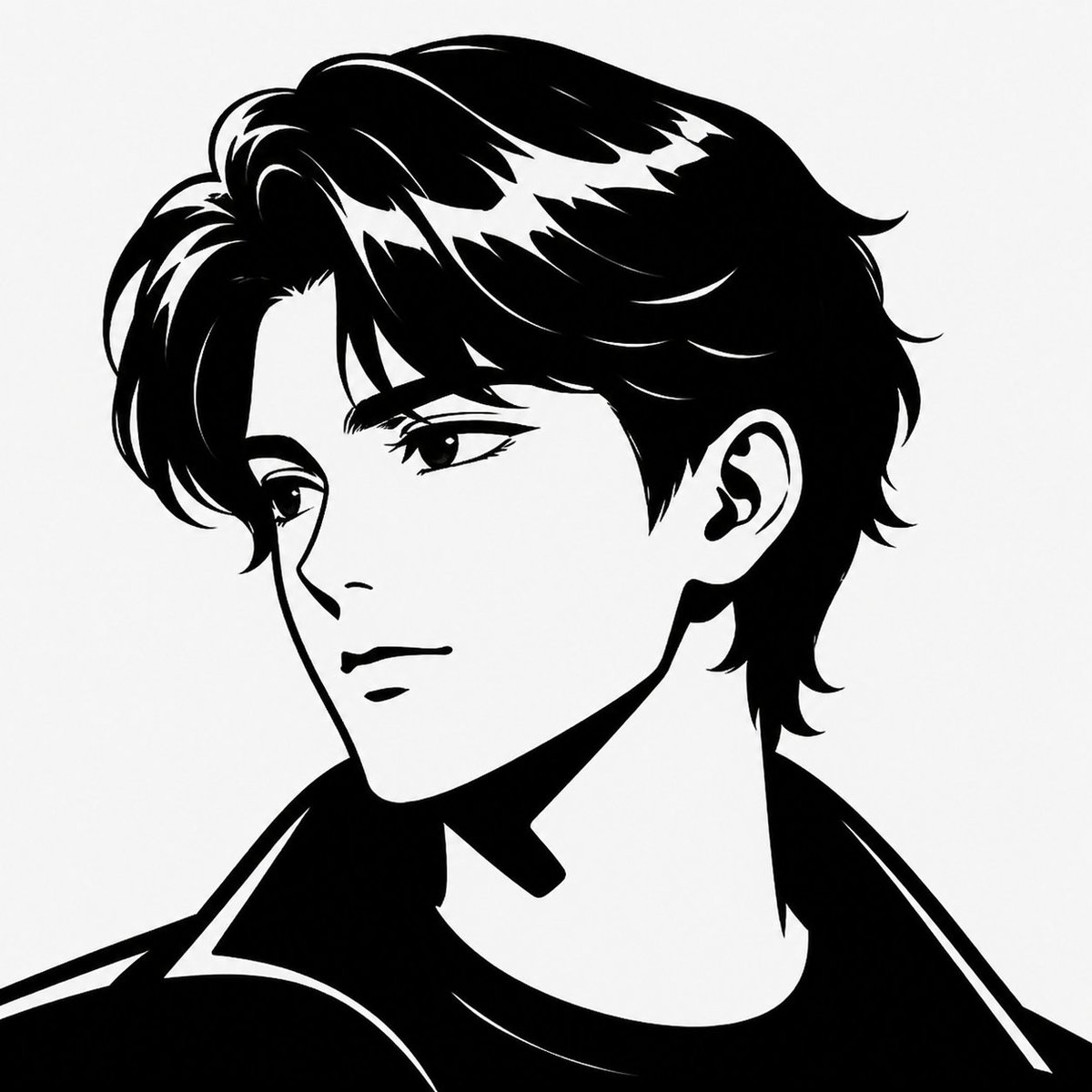 AI Prompt for Minimalist Monochrome Male Portrait for Logo Art and Avatar Design