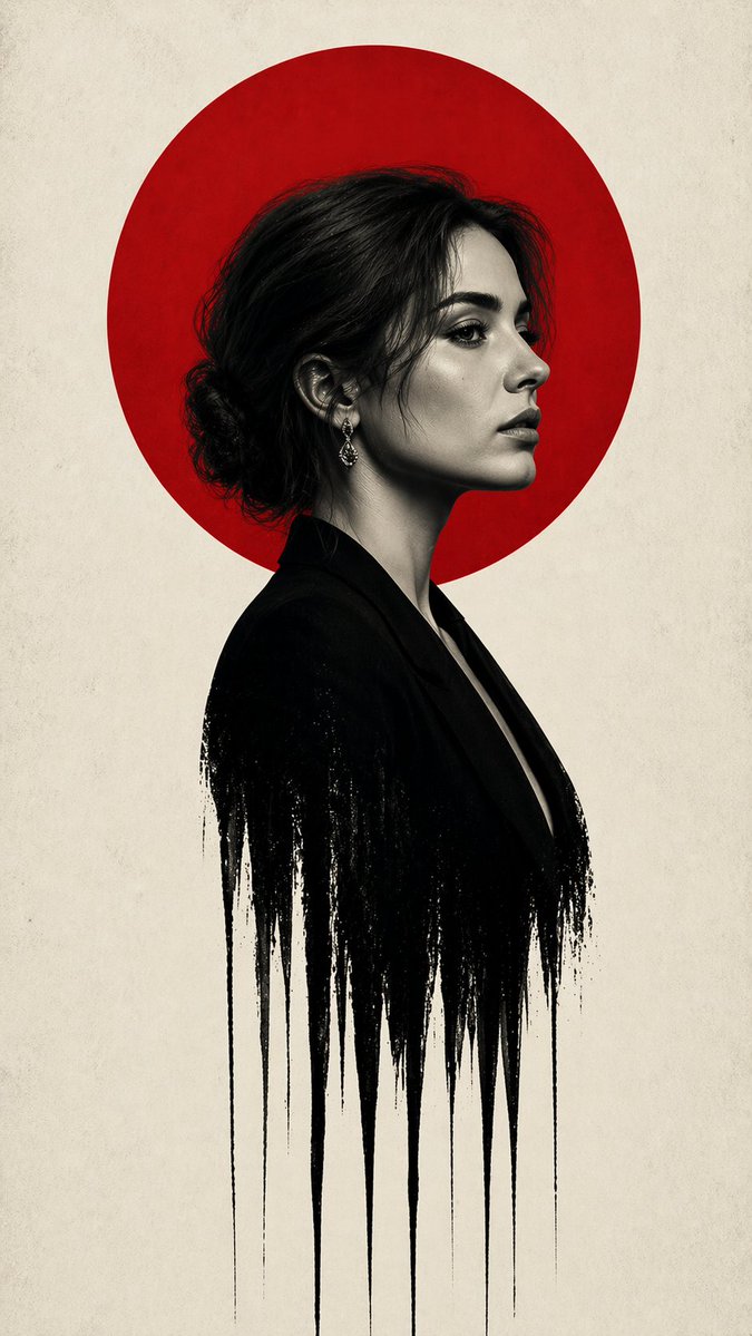 AI Prompt for Minimalist Noir Portrait with Red Halo