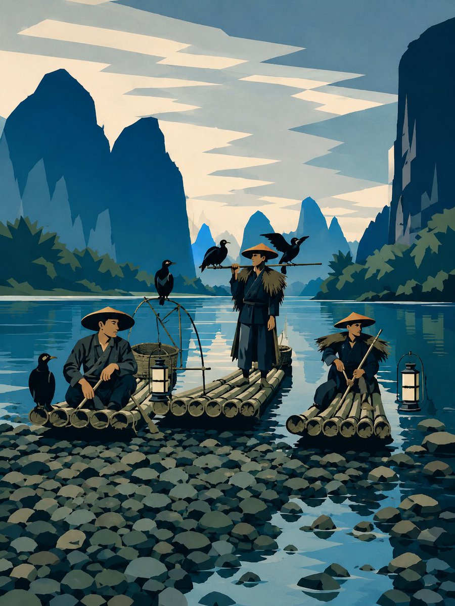 AI Prompt for Minimalist River Fishing Travel Poster
