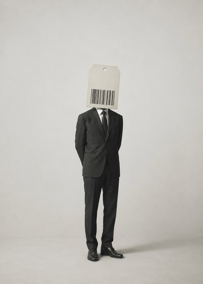 AI Prompt for Minimalist Surrealist Illustrations with Barcoded Heads