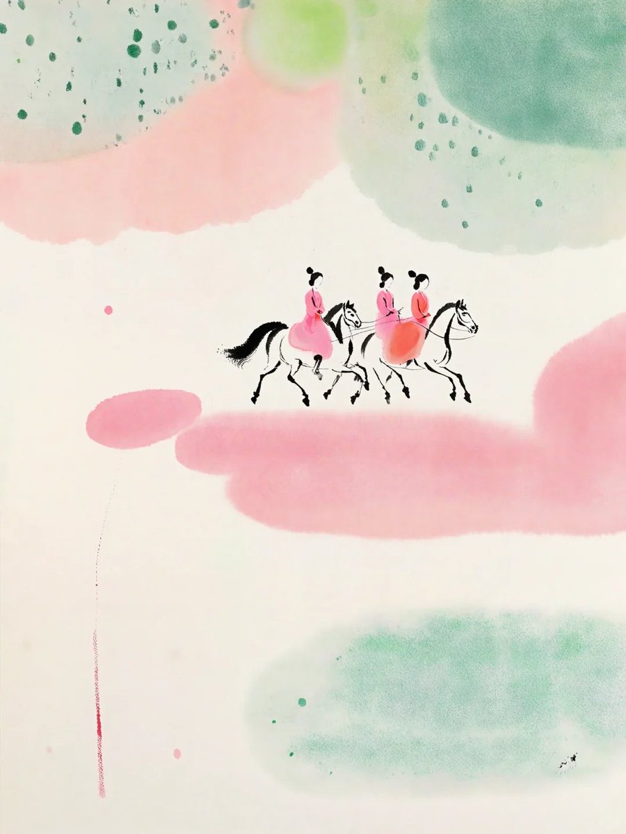 AI Prompt for Minimalist Watercolor Illustration of Royal Ladies Riding Horses