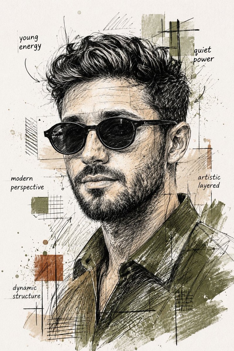 AI Prompt for Mixed Media Portrait Art: Stylized Sketch and Collage Effects