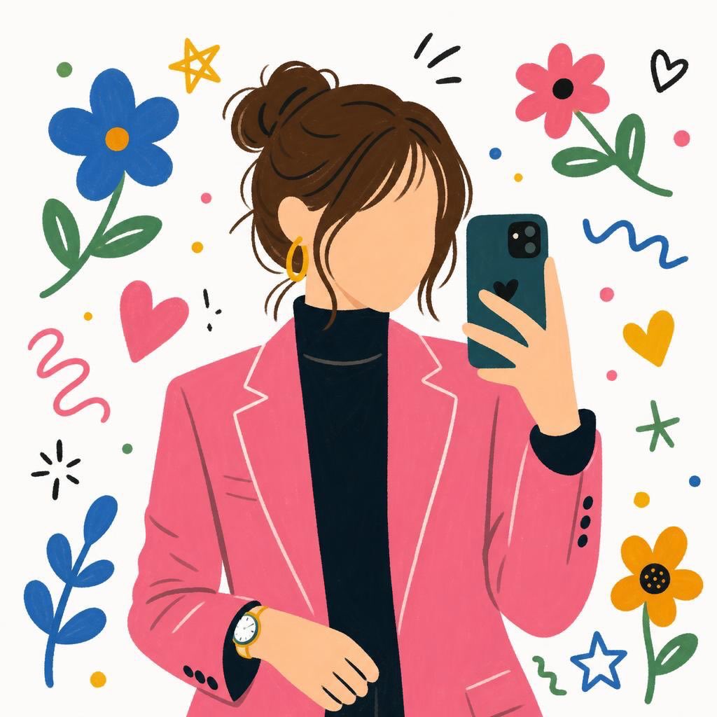 AI Prompt for Modern Cartoon Girl Illustration with Blazer