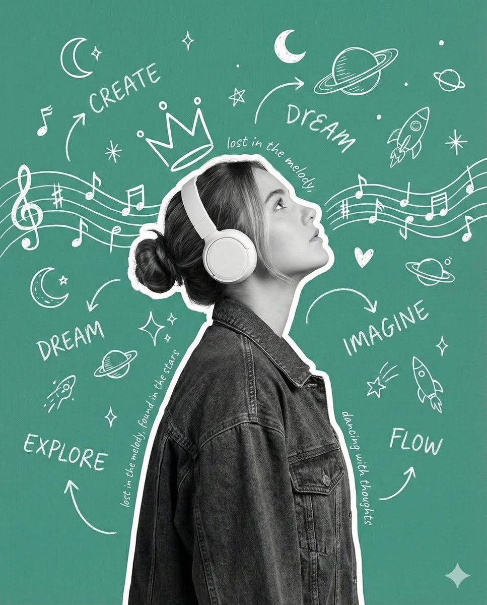 AI Prompt for Modern Creative Poster with Chalkboard Doodles and Cutout Portrait
