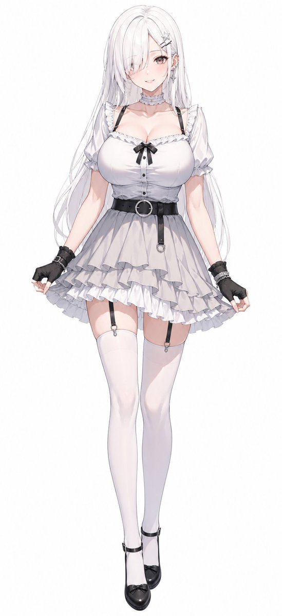 AI Prompt for Monochrome Gothic Anime Dress Girl Illustration