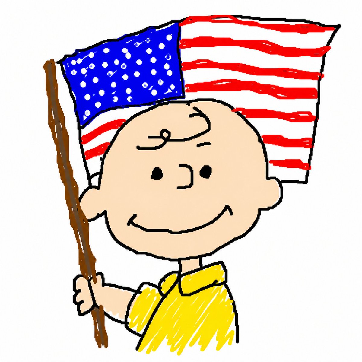 AI Prompt for MS Paint-Style Charlie Brown American Flag Illustration