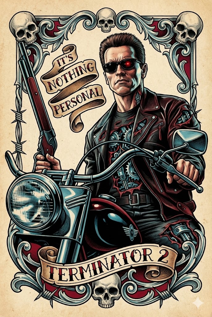 AI Prompt for Neo-Traditional Motorcycle Tattoo Art with Intricate Details