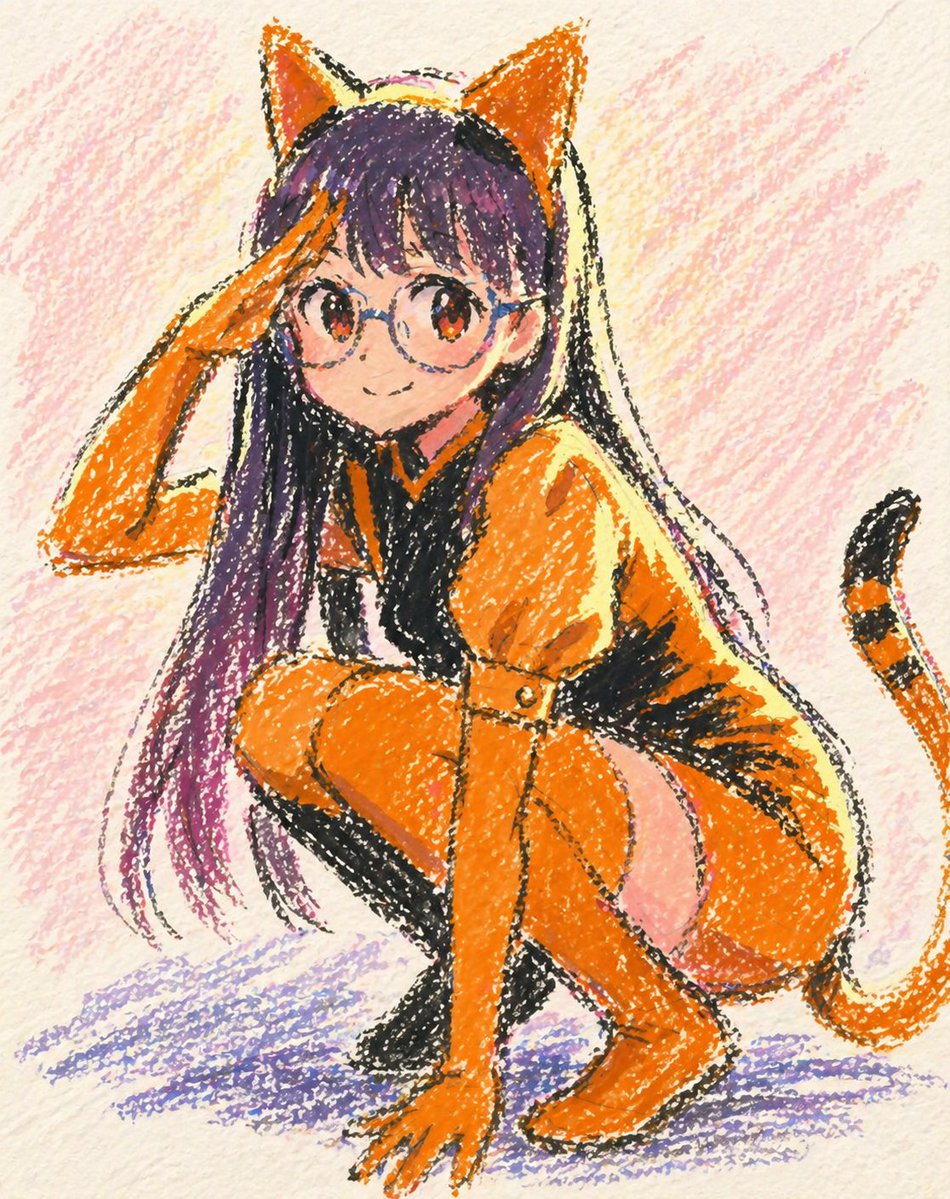 AI Prompt for Oil Pastel Anime Catgirl Character Art