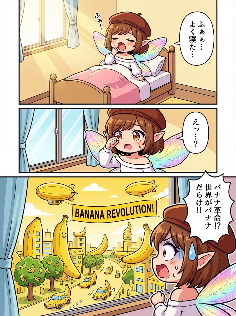 AI Prompt for One-Page Color Manga: Banana Revolution Illustration
