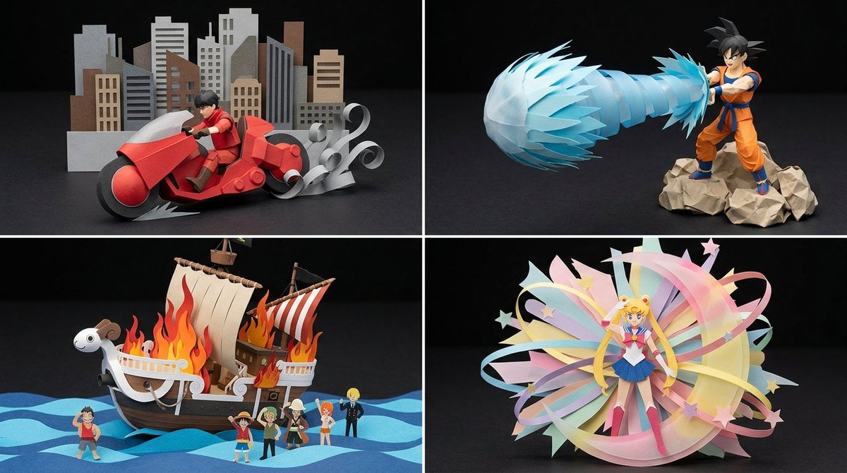 AI Prompt for Origami Manga Paper Craft Style 3D Scene Generation