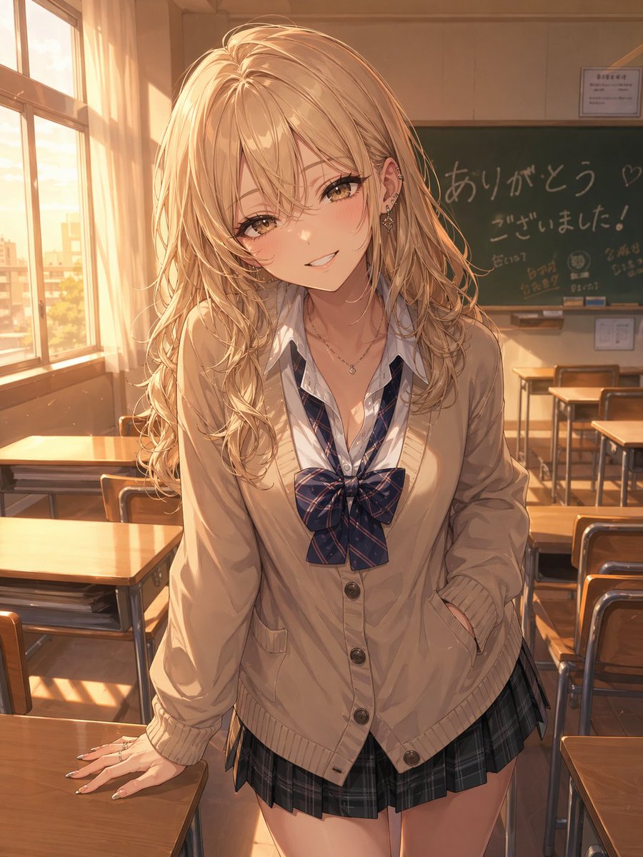 AI Prompt for Otaku-Inspired Gyaru Portrait in Classroom Setting