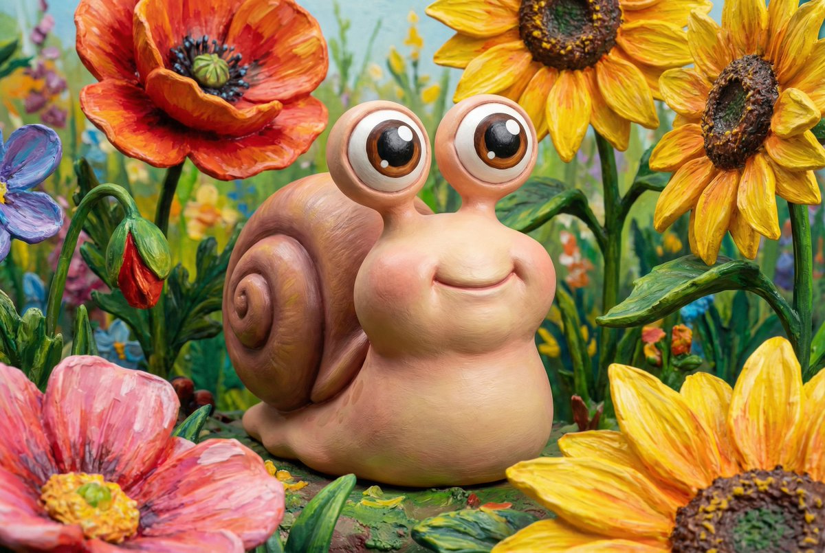 AI Prompt for Painted Chibi Snail Illustration with Macro View