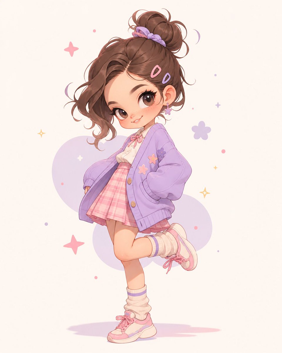 AI Prompt for Pastel Kawaii Female Portrait Fashion Illustration