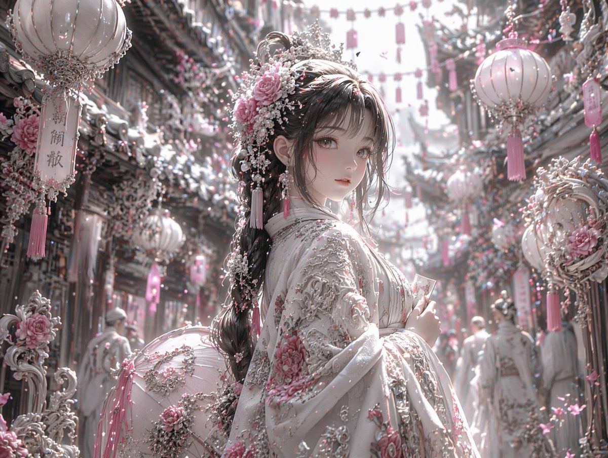 AI Prompt for Pastel Pink Fantasy Illustration with Silver Ornamentation