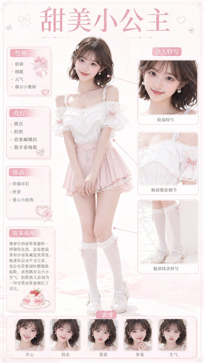 AI Prompt for Pastel Pink Princess Character Reference Poster