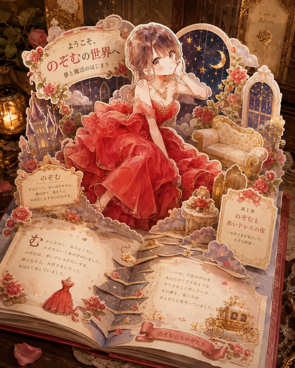 AI Prompt for Personalized Pop-Up Fantasy Book Illustration with Japanese Storybook Text