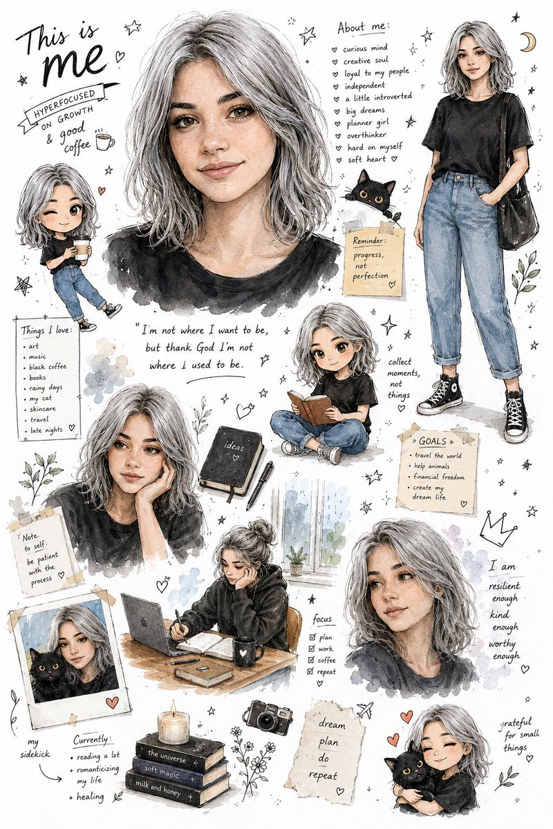 AI Prompt for Personalized Sketchbook Infographic with Chibi Elements