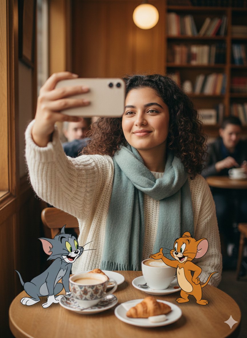 AI Prompt for Photorealistic Cartoon Crossover Selfie