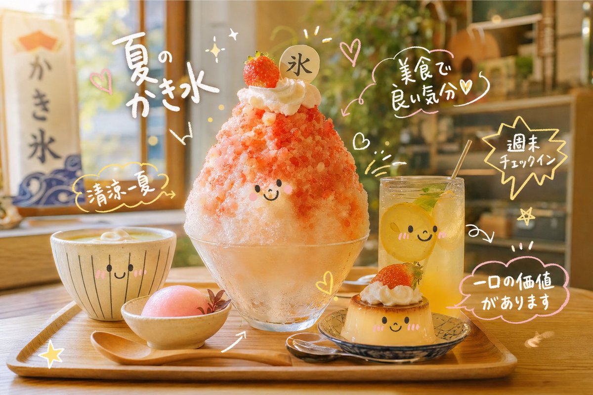 AI Prompt for Photorealistic Japanese Café Dessert with Kawaii Handwritten Doodles