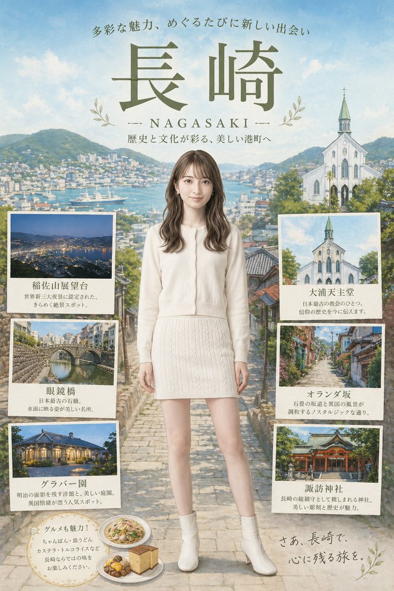 AI Prompt for Polished Japanese Travel Poster with Fashion Figure