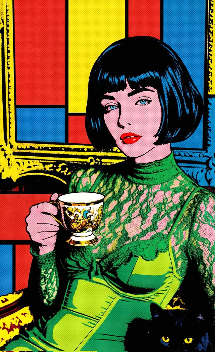 AI Prompt for Pop Art Comic Book Style Illustration with Colorful Background