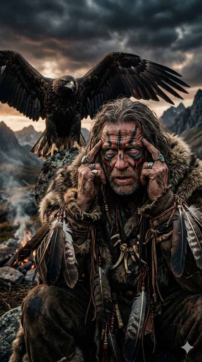 AI Prompt for Prehistoric Shaman Illustration with Eagle Spirit