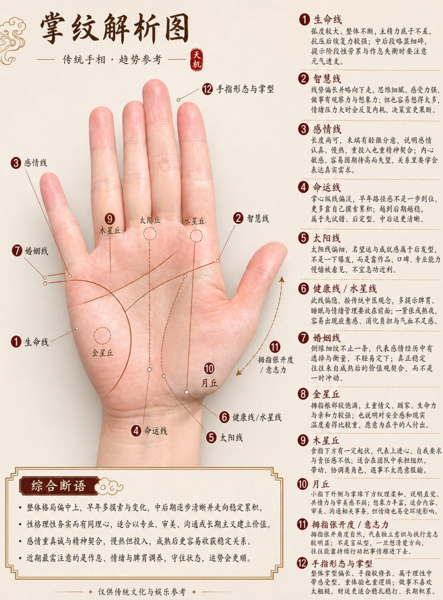 AI Prompt for Professional Chinese Palmistry Analysis Charts