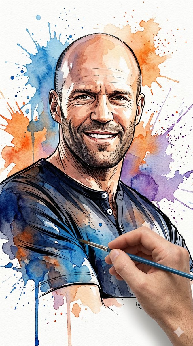 AI Prompt for Professional Watercolor Portrait with Dynamic Paint Splashes