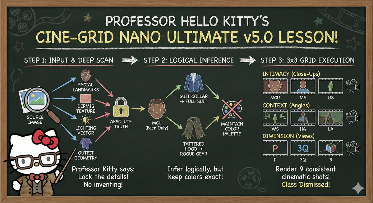 AI Prompt for Professor Hello Kitty Style Informative Infographic Illustration