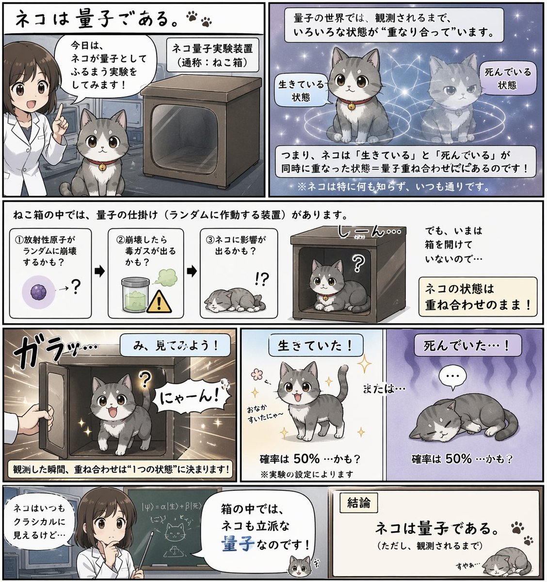 AI Prompt for Quantum Cat Anime Manga Panel