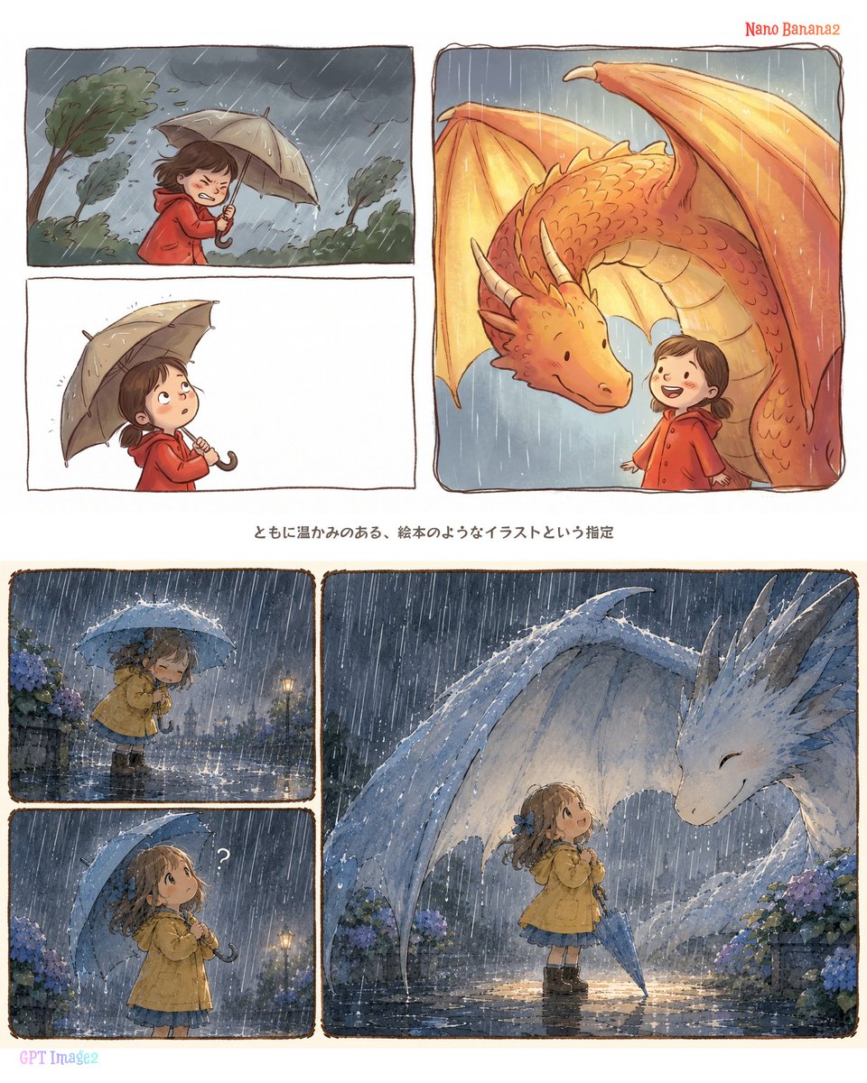 AI Prompt for Rainy Dragon Comparison Layout
