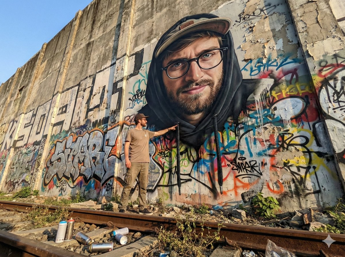 AI Prompt for Realistic 3D Street Art with Selfie Person