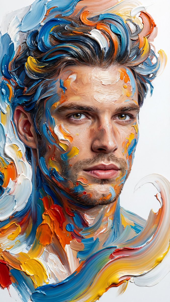 AI Prompt for Realistic Abstract Oil Portrait Generation