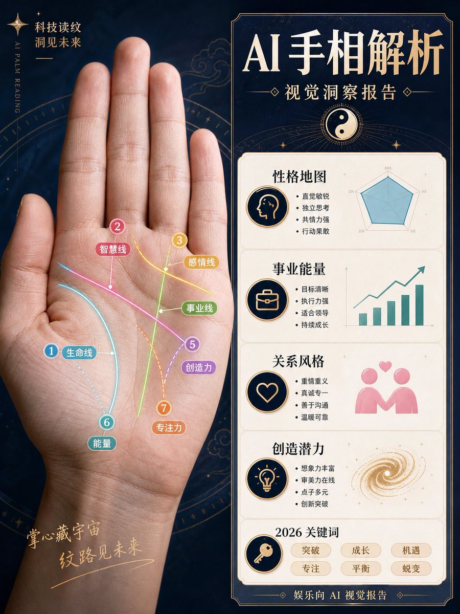 AI Prompt for Realistic Palm Reading Infographic Poster