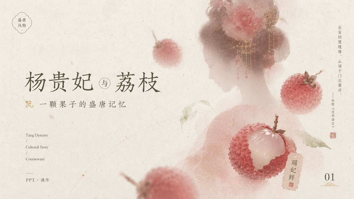 AI Prompt for Refined Chinese Illustrations with Lychee and Poetic Typography