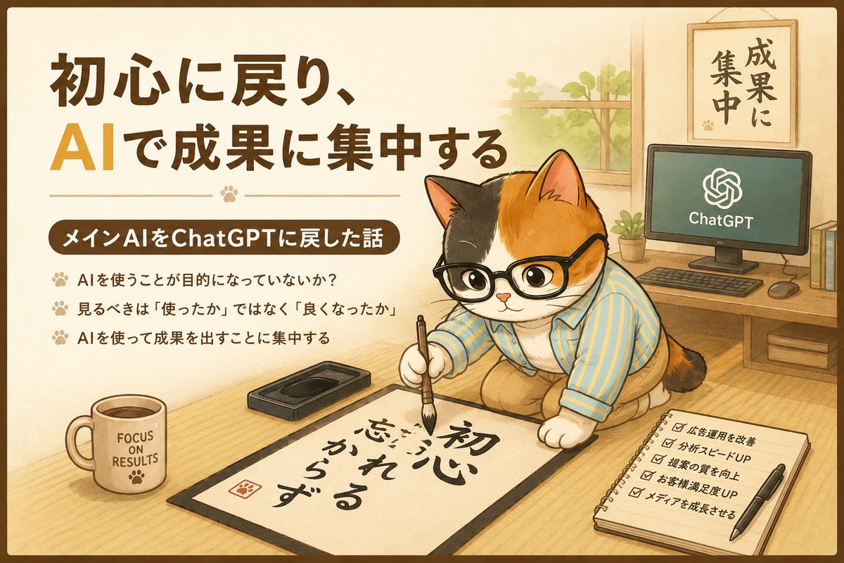AI Prompt for Results Focus Cat Illustration with Japanese Watercolor Style