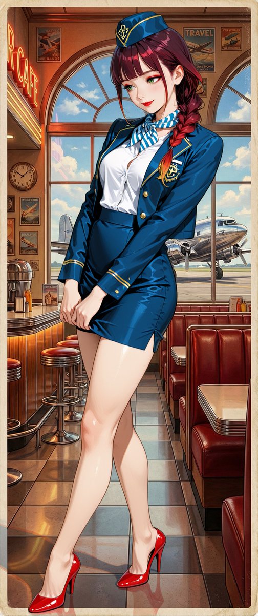 AI Prompt for Retro American Pinup Style Airport Cafe Background Image
