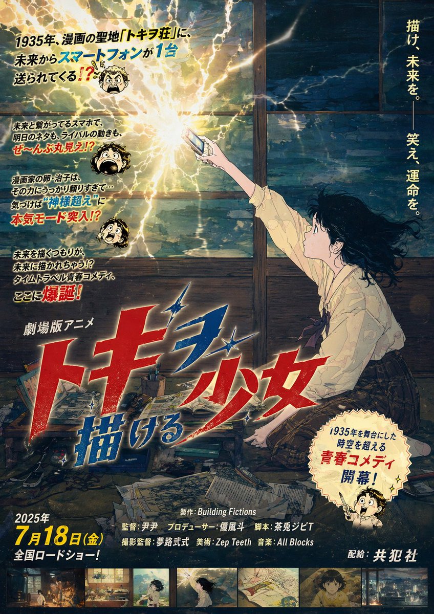 AI Prompt for Retro Anime Movie Poster Design with Glowing Smartphone
