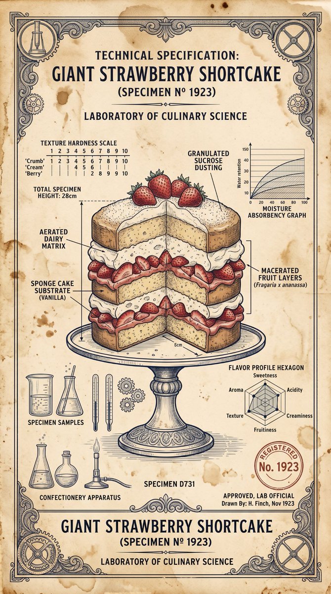 AI Prompt for Retro Futuristic Food Diagrams - Generate Vintage Scientific Illustrations of Desserts