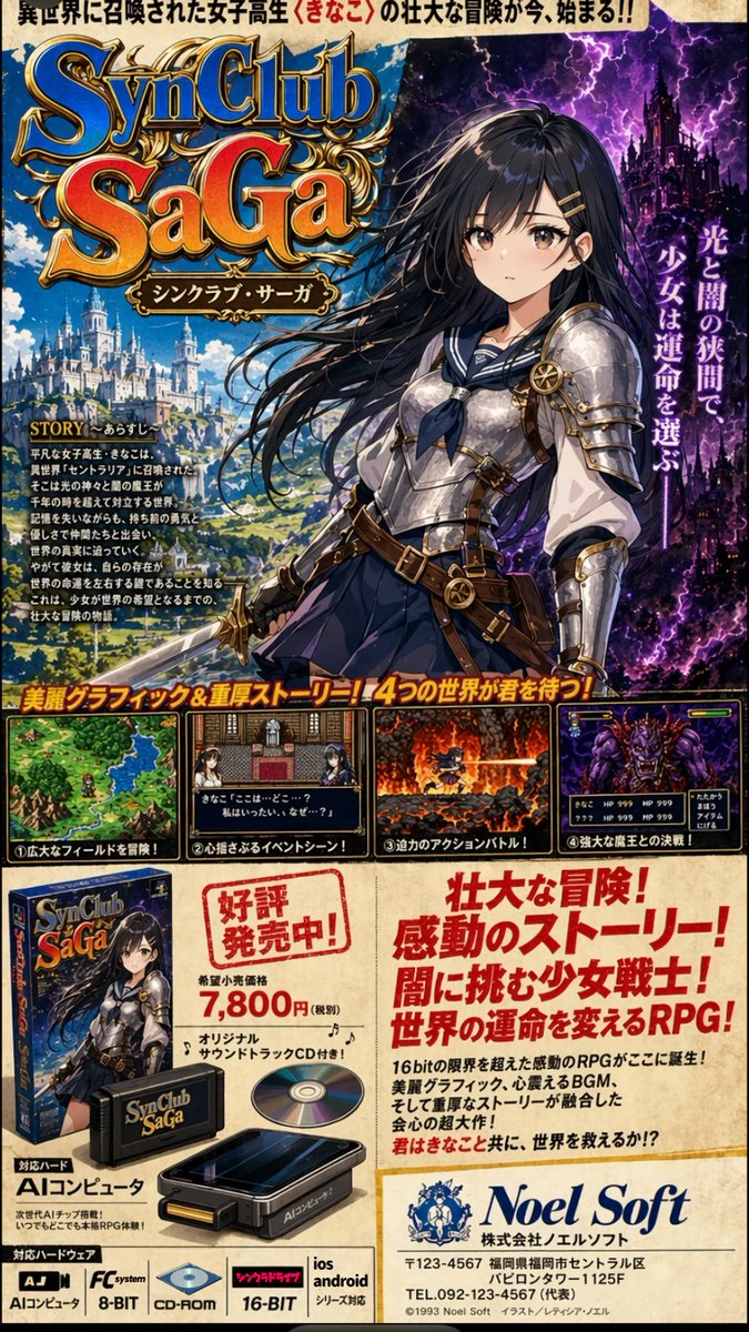AI Prompt for Retro JRPG Magazine Ad Design with Anime Key Art