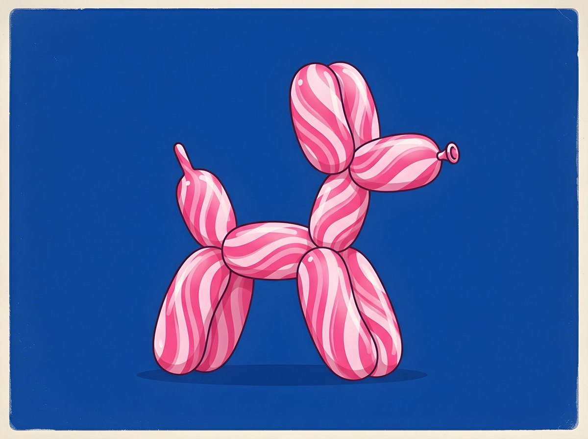 AI Prompt for Retro Minimalist Balloon Dog Illustration: Generate Poster-Friendly Art with Ease