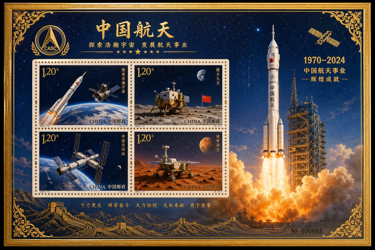AI Prompt for Retro Space-themed Postage Stamp Designs with Gold Foil Effect