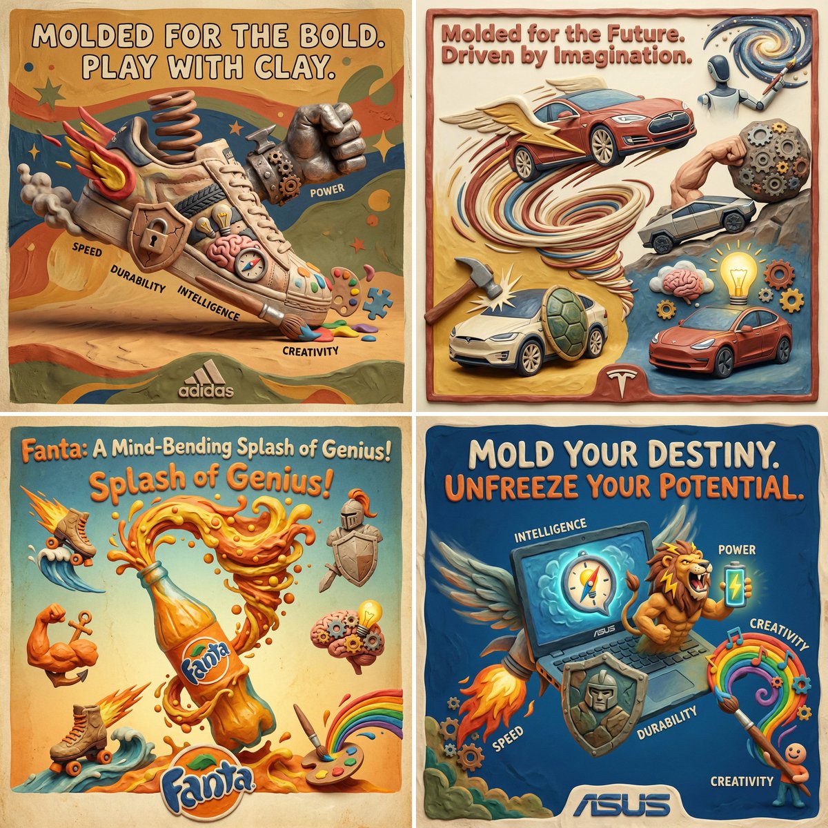 AI Prompt for Retro-Style Illustration of a Clay-Sculpted Product