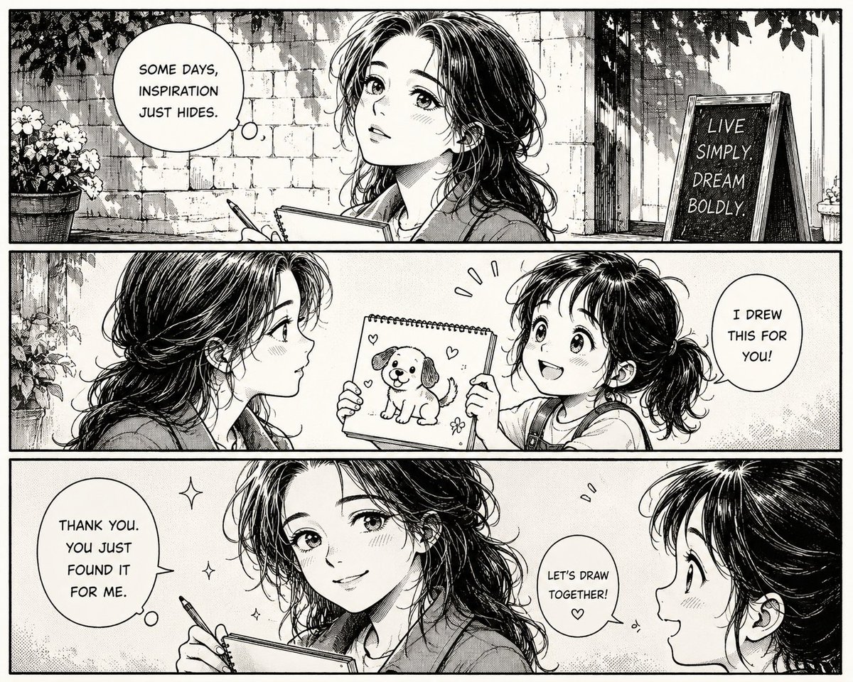 AI Prompt for Retro-Style Manga Comic Strip with Custom Characters