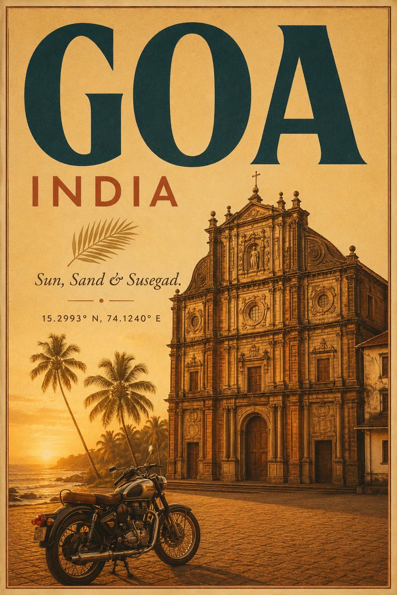 AI Prompt for Retro Travel Poster with Vintage Goa Scene