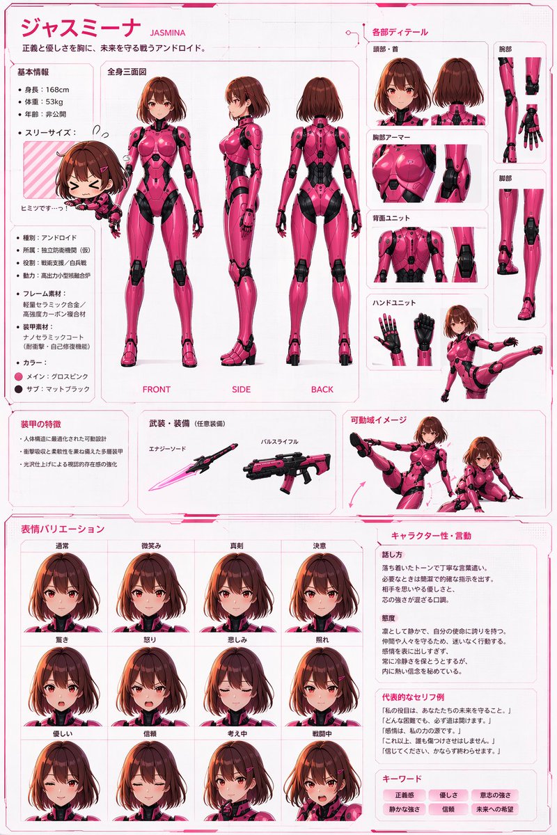 AI Prompt for Robot Girl Character Design Reference Sheet