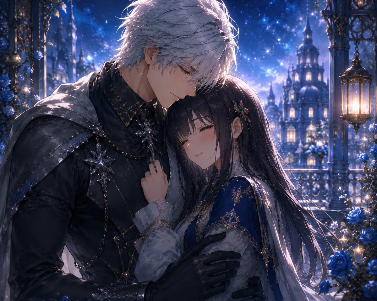 AI Prompt for Romantic Dark Fantasy Anime Couple Illustration
